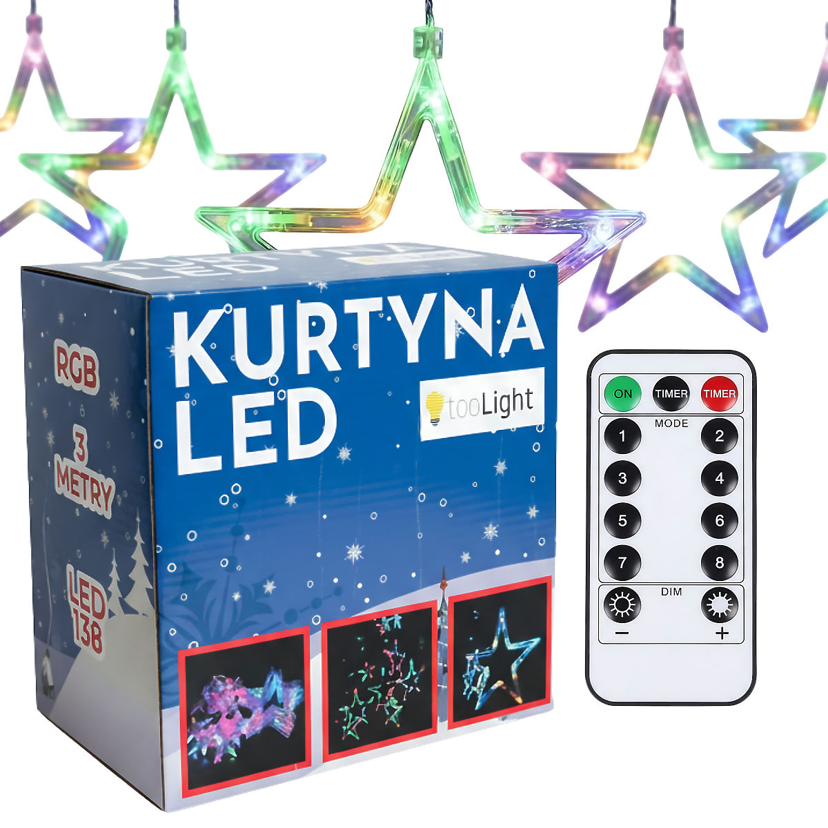Cortină LED Stele Multicolor cu Telecomandă CD002-138
