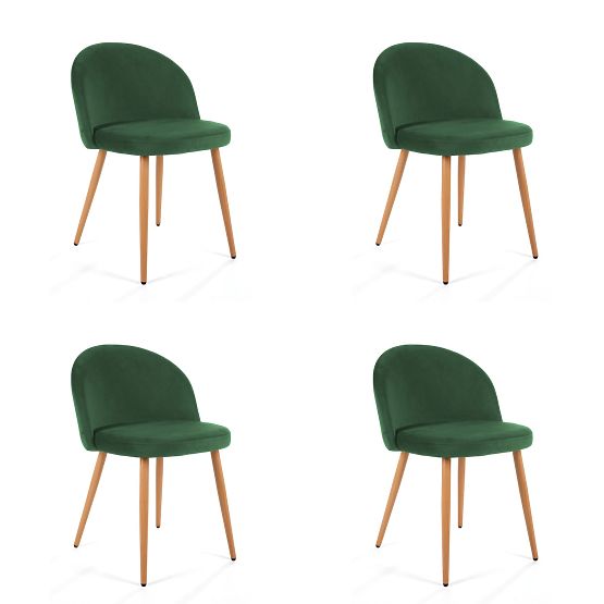 4 x Scaun tapițat din catifea SJ.075 Verde Sticlă
