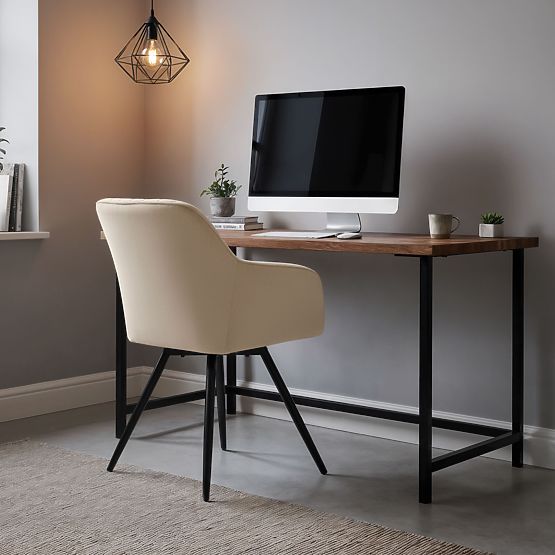 4x Scaun rotativ din catifea cu cusături Bej TURNO Picioare negre