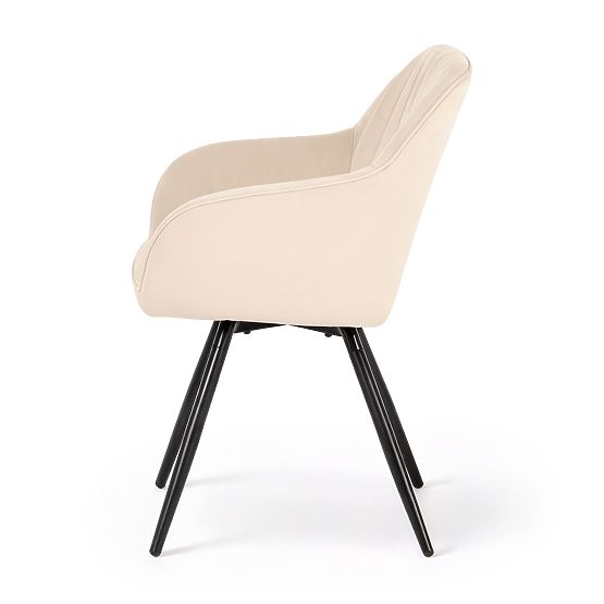 4x Scaun rotativ din catifea cu cusături Bej TURNO Picioare negre