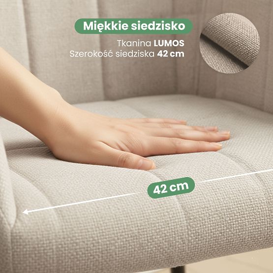 4x Scaun tapițat cu cusături pătrate Bej LUXANO Picioare negre material Lumos