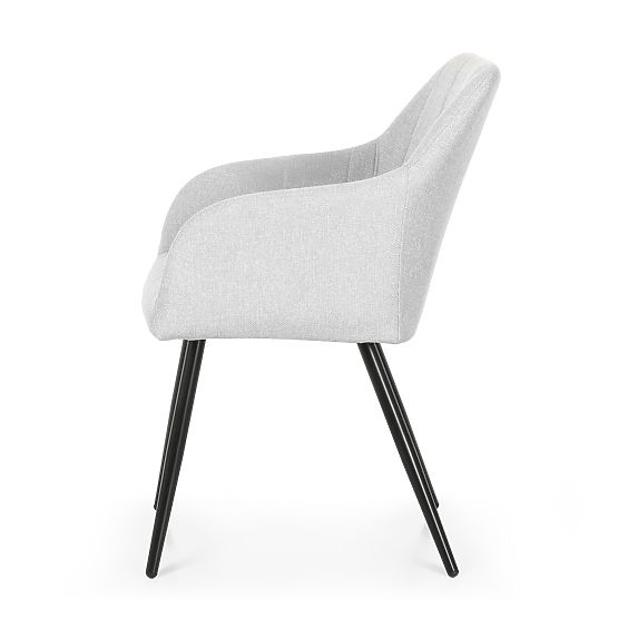 4x Scaun tapițat cu cusături pătrate Gri Deschis LUXANO Picioare negre material Lumos