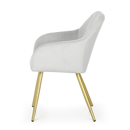 4x Scaun tapițat cu cusături pătrate Gri LUXANO Picioare aurii