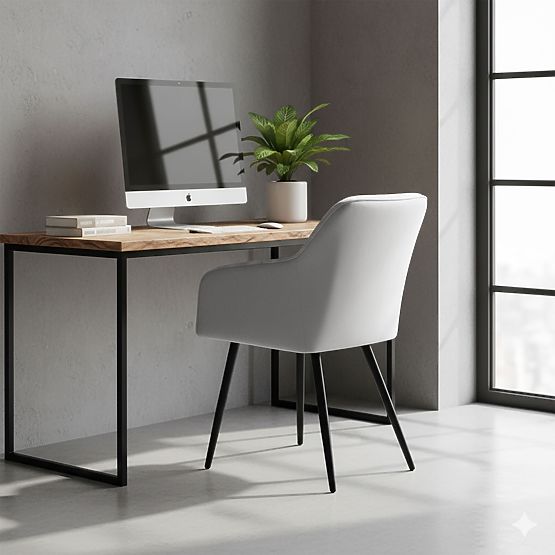 4x Scaun tapițat cu cusături pătrate Gri LUXANO Picioare negre