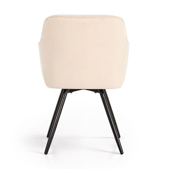 6x Scaun rotativ din catifea cu cusături Bej TURNO Picioare negre