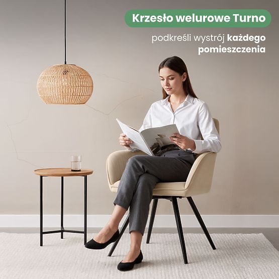 6x Scaun rotativ din catifea cu cusături Bej TURNO Picioare negre