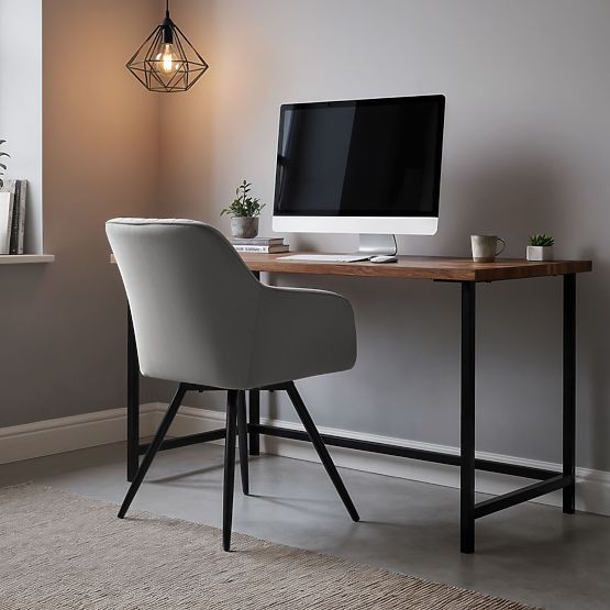 6x Scaun rotativ din catifea cu cusături Gri TURNO Picioare negre