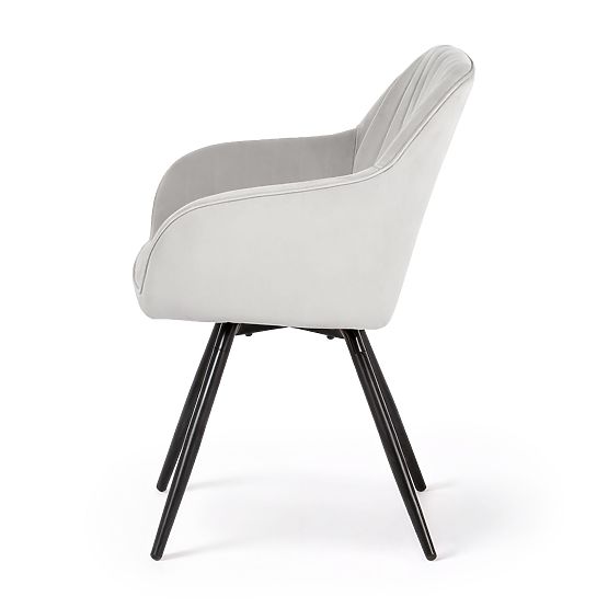 6x Scaun rotativ din catifea cu cusături Gri TURNO Picioare negre