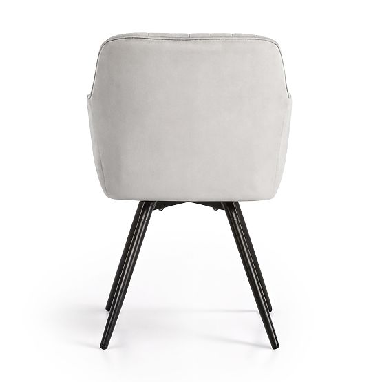 6x Scaun rotativ din catifea cu cusături Gri TURNO Picioare negre