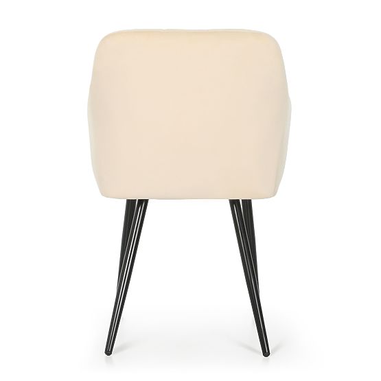 6x Scaun tapițat cu cusături pătrate Bej LUXANO Picioare negre