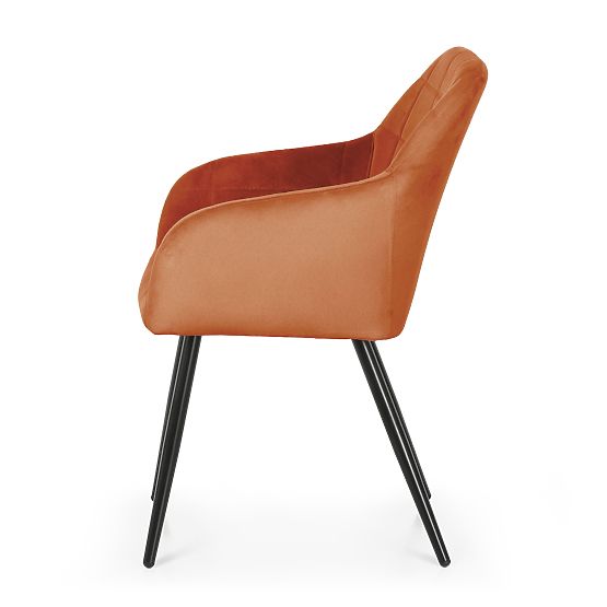 6x Scaun tapițat cu cusături pătrate Cupru LUXANO Picioare negre