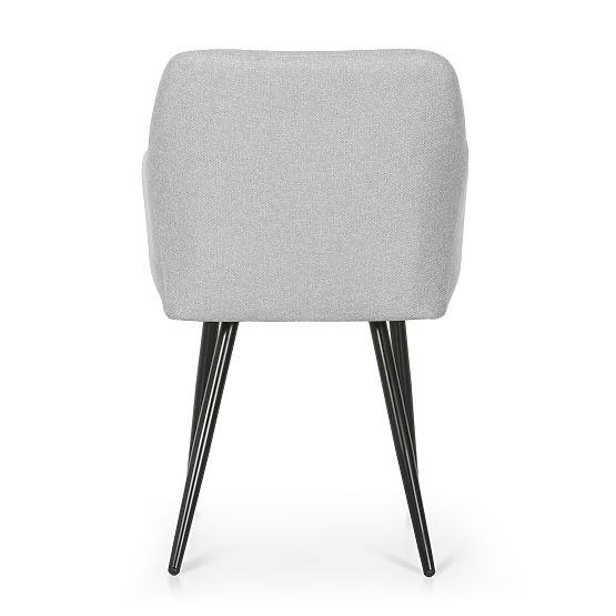 6x Scaun tapițat cu cusături pătrate Gri Deschis LUXANO Picioare negre material Lumos