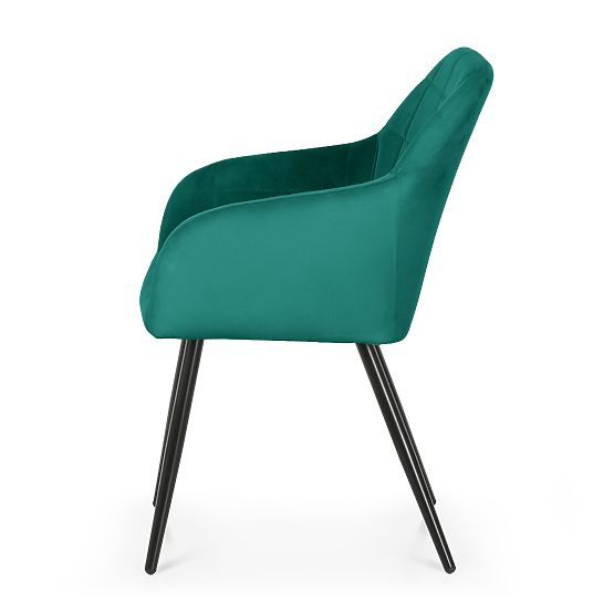 6x Scaun tapițat cu cusături pătrate Verde Sticlă LUXANO Picioare negre