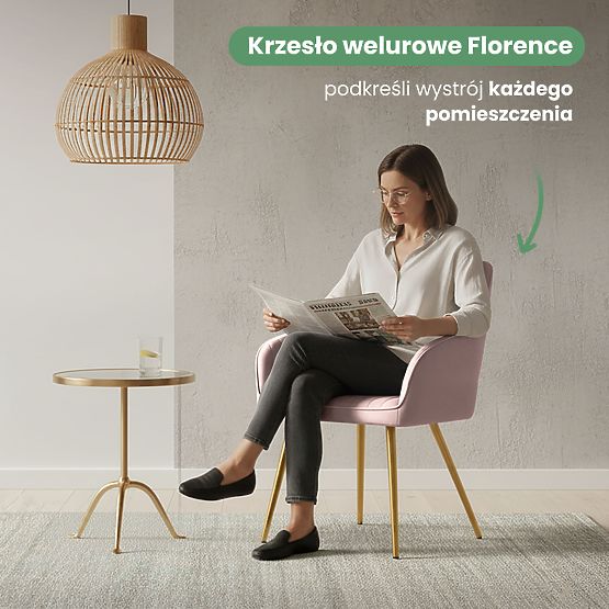 6x Scaun tapițat din catifea cu cusături verticale Roz Pudră FLORENCE Picioare Aurii