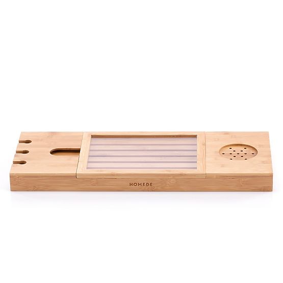 Accesorii de baie MELEDYN culoare maro deschis în stil boho, de sine stătătoare pentru utilizare int