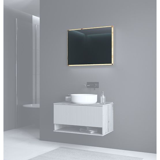 AVIOLA Oglindă 80 cm + LED stejar artisan