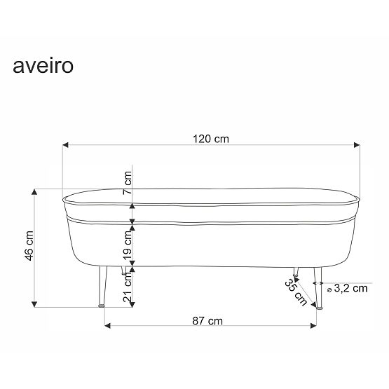 Bancă AVEIRO cu spațiu de depozitare, crem