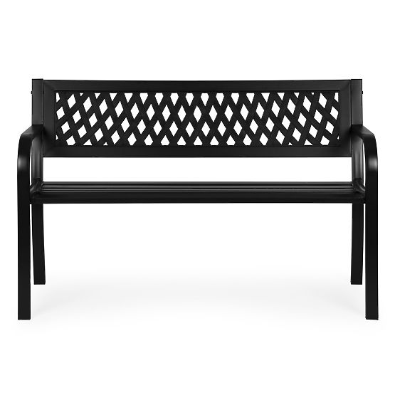 Bancă de grădină cu spătar cu grilaj 120x50 cm metalică neagră MultiGarden