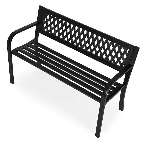 Bancă de grădină cu spătar cu grilaj 120x50 cm metalică neagră MultiGarden