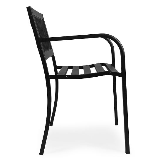 Bancă de grădină cu spătar cu grilaj 120x50 cm metalică neagră MultiGarden
