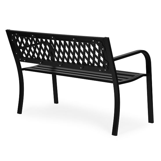 Bancă de grădină cu spătar cu grilaj 120x50 cm metalică neagră MultiGarden