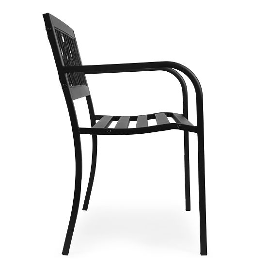 Bancă de grădină cu spătar decorativ 120x50 cm metalică neagră MultiGarden