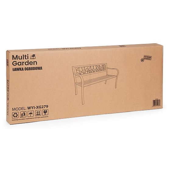 Bancă de grădină cu spătar decorativ 120x50 cm metalică neagră MultiGarden