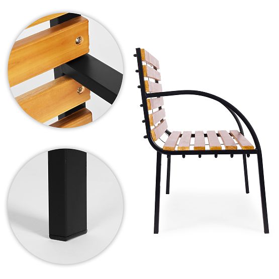 Bancă de grădină din lemn cu spătar 122x57 cm parc MultiGarden