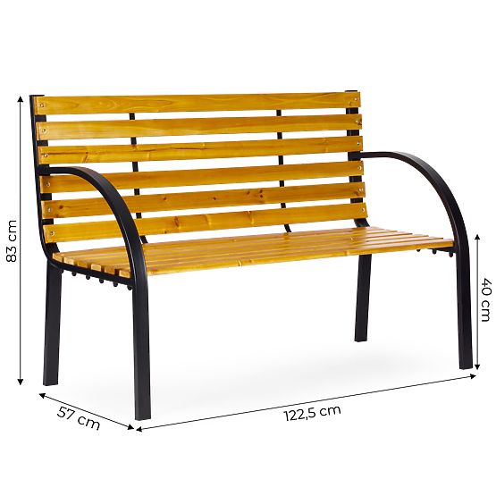 Bancă de grădină din lemn cu spătar 122x57 cm parc MultiGarden
