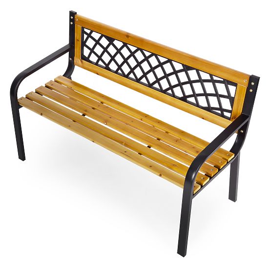 Bancă de grădină din lemn cu spătar cu grilaj 118x52 cm parc MultiGarden