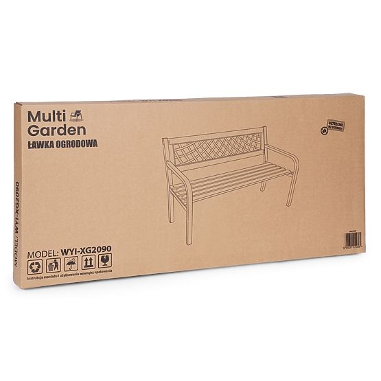 Bancă de grădină din lemn cu spătar cu grilaj 118x52 cm parc MultiGarden
