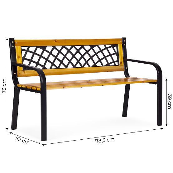Bancă de grădină din lemn cu spătar cu grilaj 118x52 cm parc MultiGarden