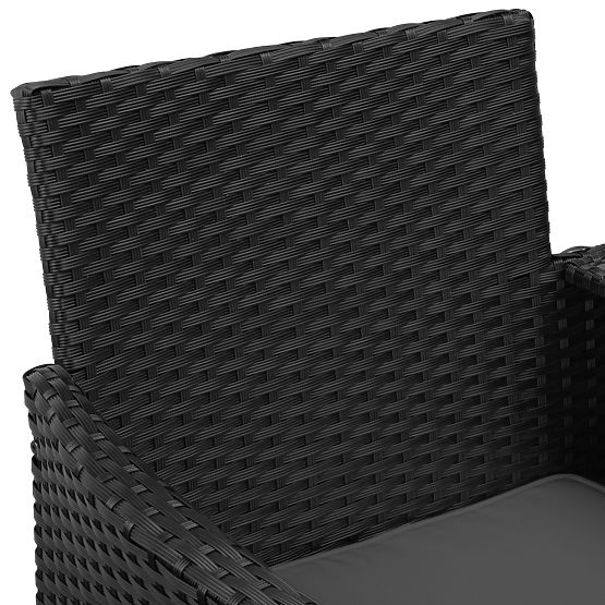 Bancă de grădină din tehnoratan canapea CORDOBA neagră cu perne gri