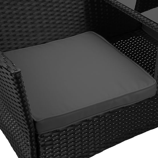 Bancă de grădină din tehnoratan canapea CORDOBA neagră cu perne gri