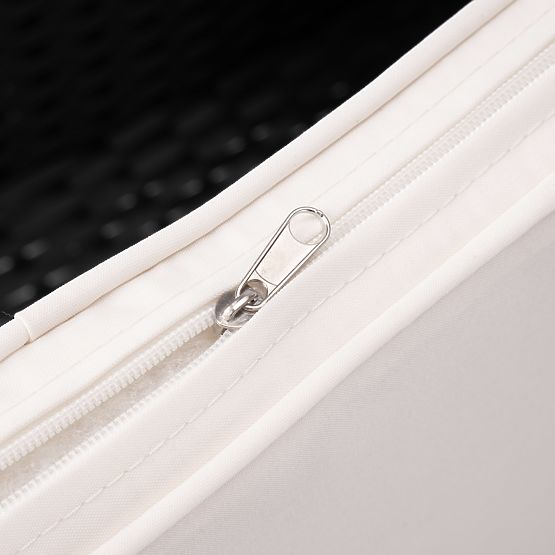 Bancă de grădină din tehnoratan CORDOBA neagră cu perne bej