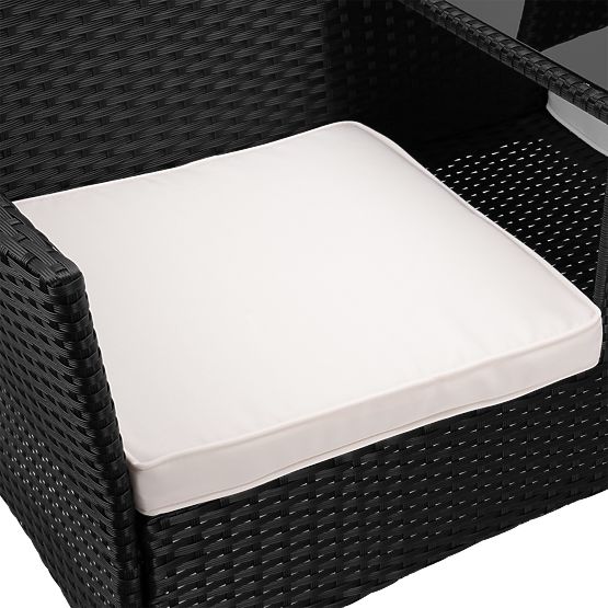 Bancă de grădină din tehnoratan CORDOBA neagră cu perne bej