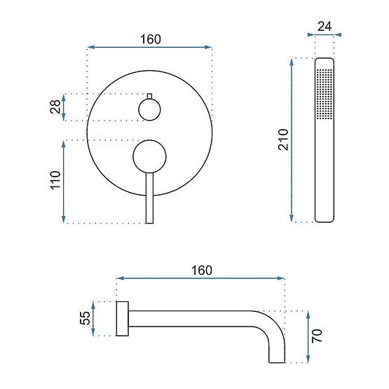 Baterie de cadă încastrată Rea Lungo Titan + Box