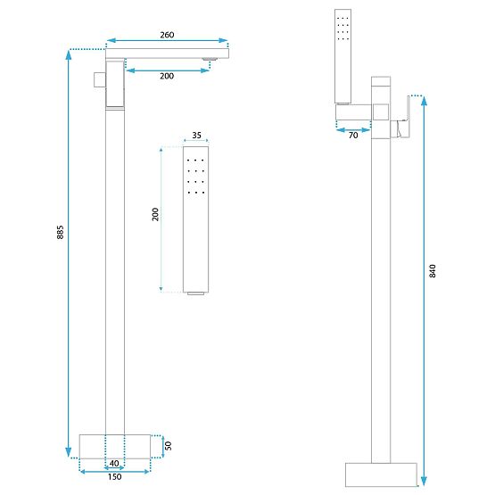 Baterie de cadă Rea TERY Aurie