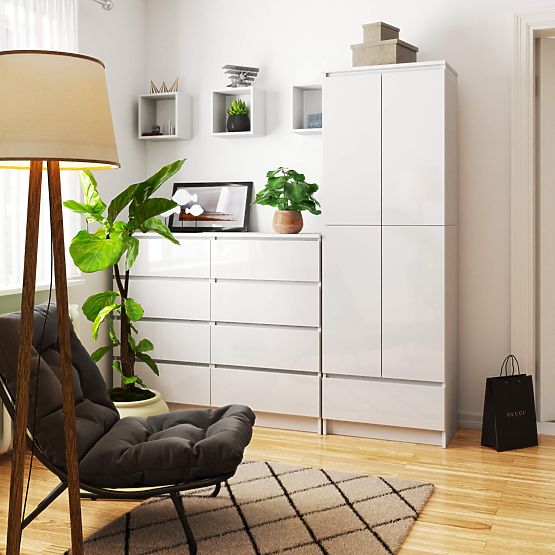 BIBLIOTECĂ ÎNCHISĂ R60 2D 1SZ CLP PK ALB/ALB LUCIOAS