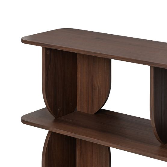 Bibliotecă joasă Loocky, rotunjită, Nuc Warmia