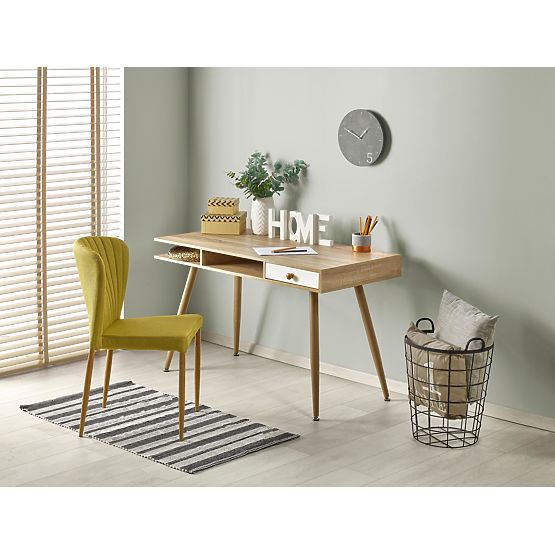 Birou B34 - alb/stejar sonoma