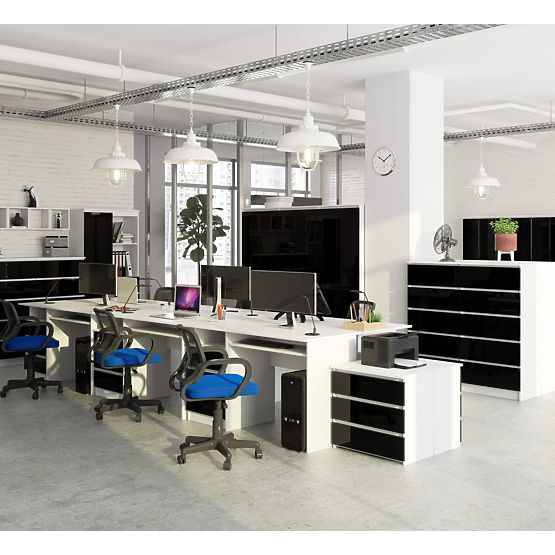 BIROU CLP 135cm PK ALB / NEGRU LUCIOASĂ