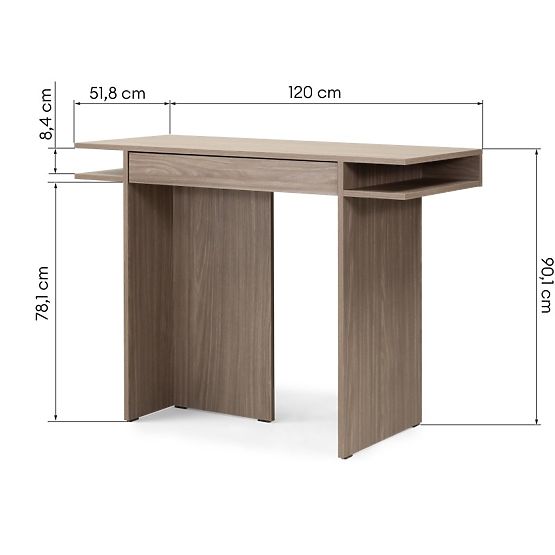 Birou/Consolă cu sertar Kanso, stejar perlat
