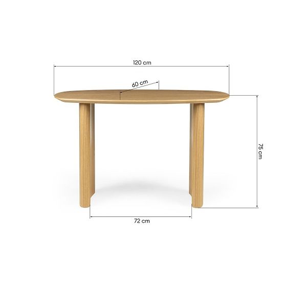 Birou/Consolă Oriento 120 cm, furnir de stejar natural