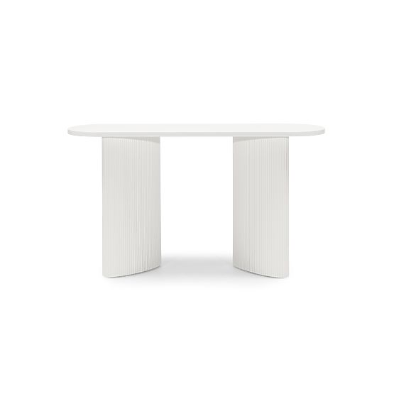 Birou/Consolă Pauline 140 cm, alb, lamele