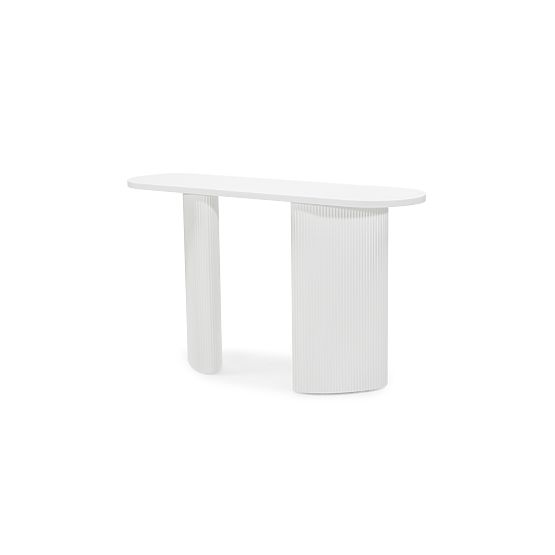 Birou/Consolă Pauline 140 cm, alb, lamele