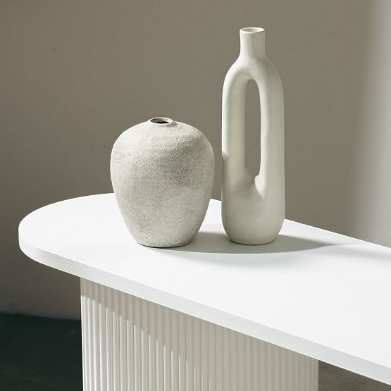 Birou/Consolă Pauline 140 cm, alb, lamele