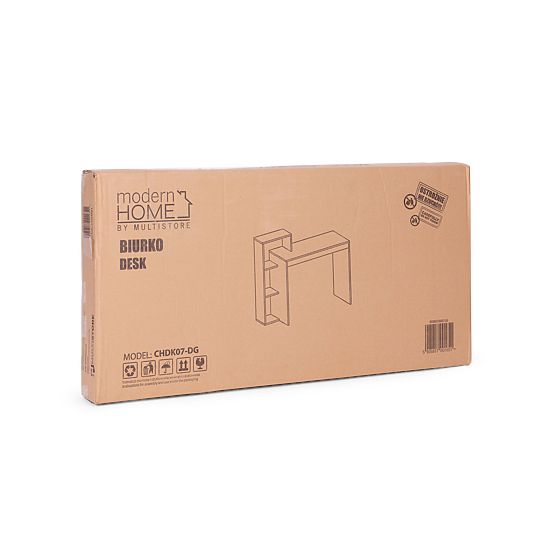 Birou de calculator alb-gri + raft cu 4 polițe