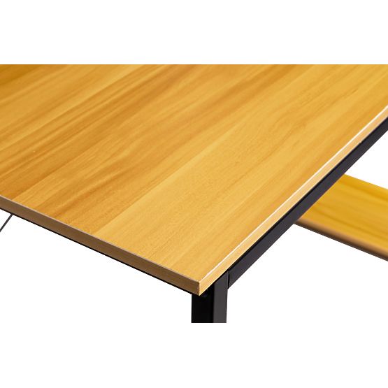 Birou de calculator din lemn cu rafturi loft