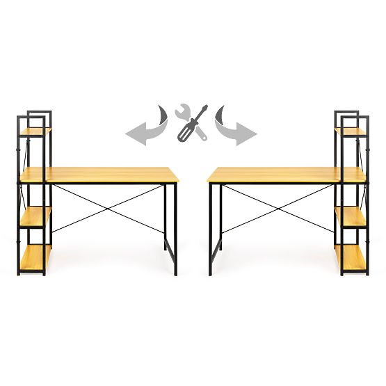 Birou de calculator din lemn cu rafturi loft